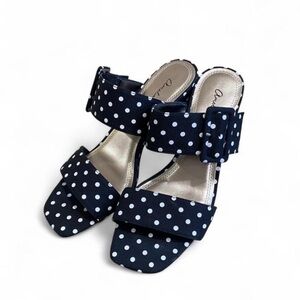 Amelia Grace Block Heel Black & White Polka Dot Sandals Sz 7